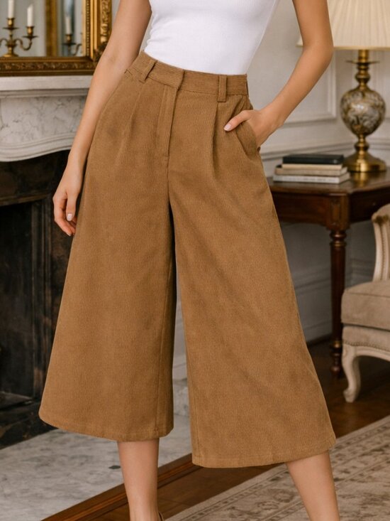 See By Chloe Pants - See by Chloe Pants Cinnamon Brown Wide Leg Cropped Culotte Minimalist Chic 38